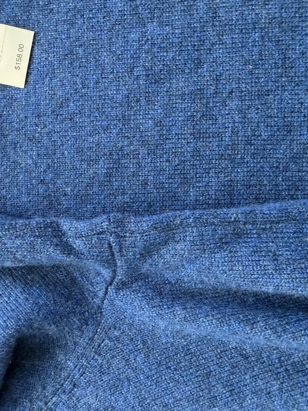 J.Crew 100% Cashmere Crewneck Sweater Navy Men’s M Classic Knit Underarm Repair